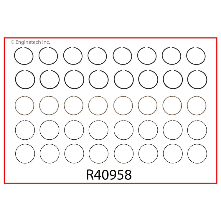 Enginetech R40958-040 Engine Cast Iron Piston Ring Complete Set for Classic Chevrolet Models