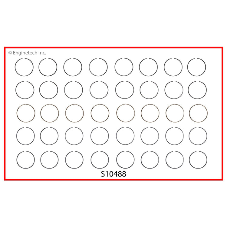 Enginetech S10488-STD Engine Premium Piston Ring Complete Set for Chevrolet Corvette and Camaro