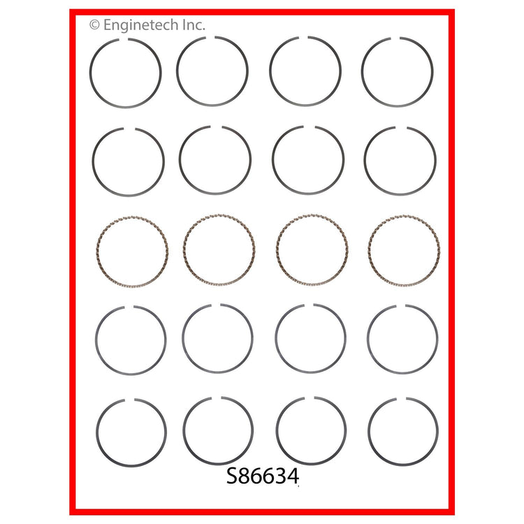 Enginetech S86634-STD Engine Premium Piston Ring Set for Honda and Acura Vehicles