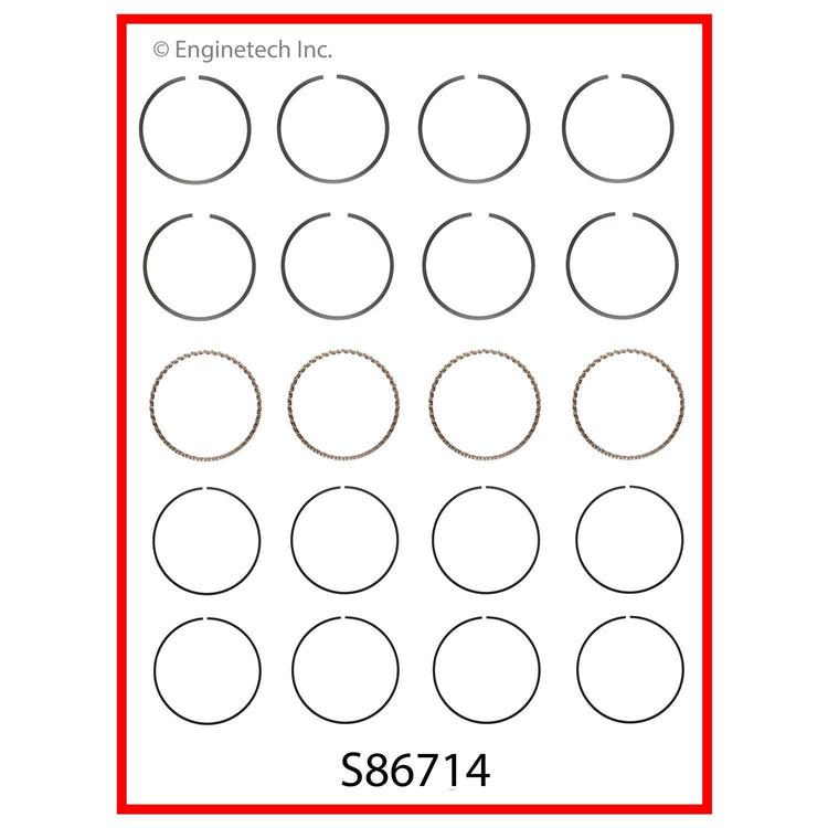 Enginetech S86714-STD Engine Premium Piston Ring Complete Set for Honda and Acura Models
