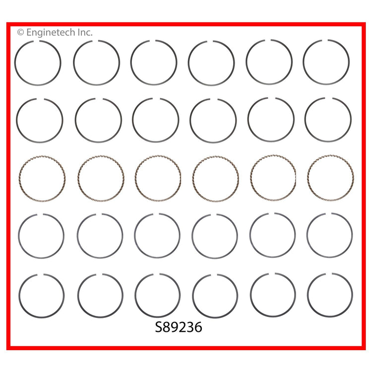 Enginetech S89236-STD Engine Premium Piston Ring Set for Mazda B3000 and Ford Models