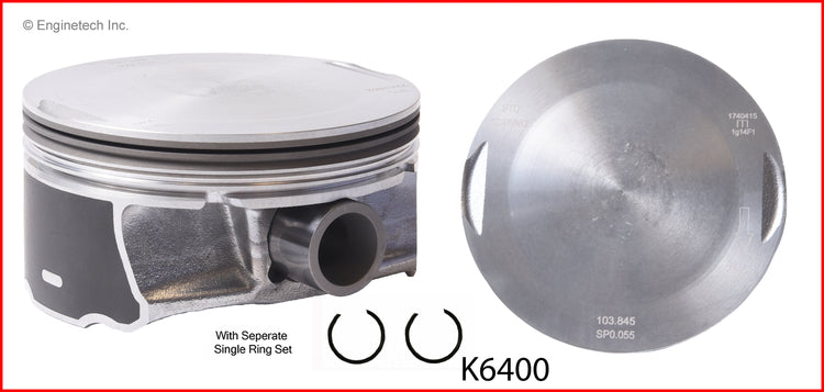 Enginetech K6400(8)P.50 Engine Piston Kit with Full Ring Stack for 2012-2014 Chrysler, Dodge, Jeep Vehicles