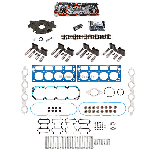 06-09 GM Chevrolet 5.3L Gaskets Set Bolts  AFM Lifters VLOM Camshaft Oil Pump