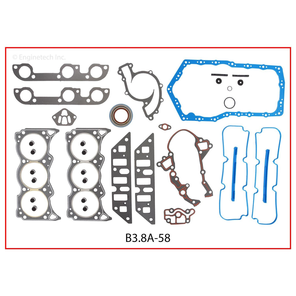 Enginetech B3.8A-58 Engine Full Gasket Set for Buick Cars and Trucks