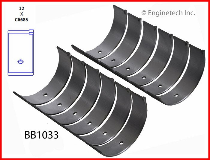 Enginetech BB1033.50 Engine Full Connecting Rod Bearing Set for Isuzu Vehicles