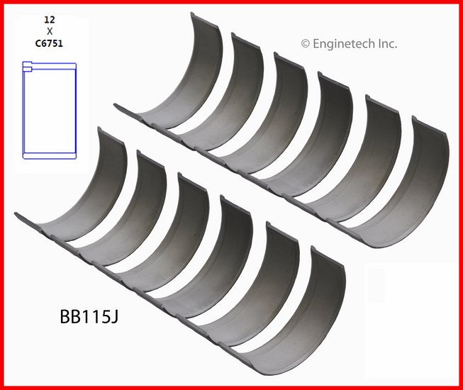Enginetech BB115J.50 Engine Full Connecting Rod Bearing Set for Ford, Mazda, Jaguar, and Lincoln Vehicles