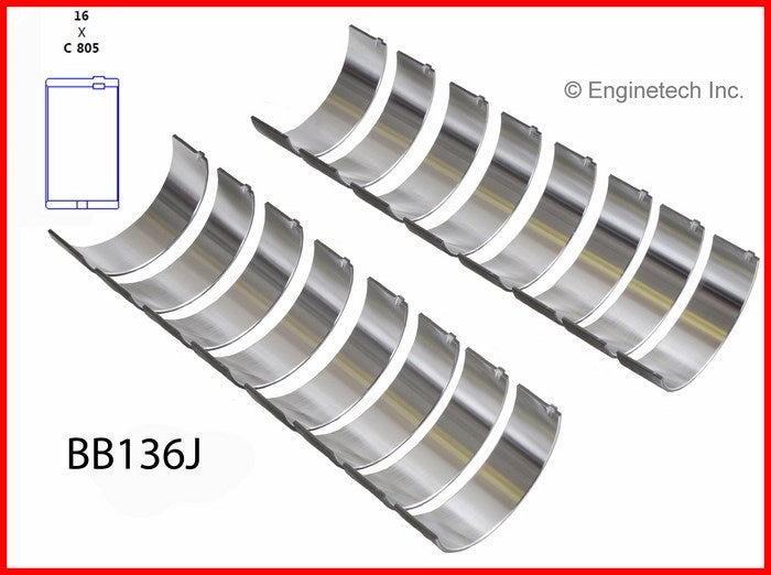 Enginetech BB136JSTD Engine Full Connecting Rod Bearing Set for Domestic and Import Engines