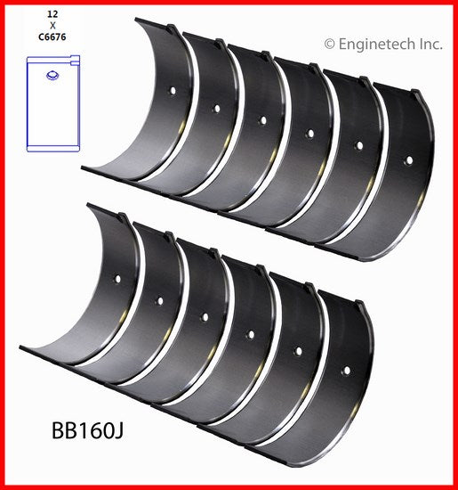Enginetech BB160JSTD Engine Full Connecting Rod Bearing Set for Nissan and Mercury Vehicles