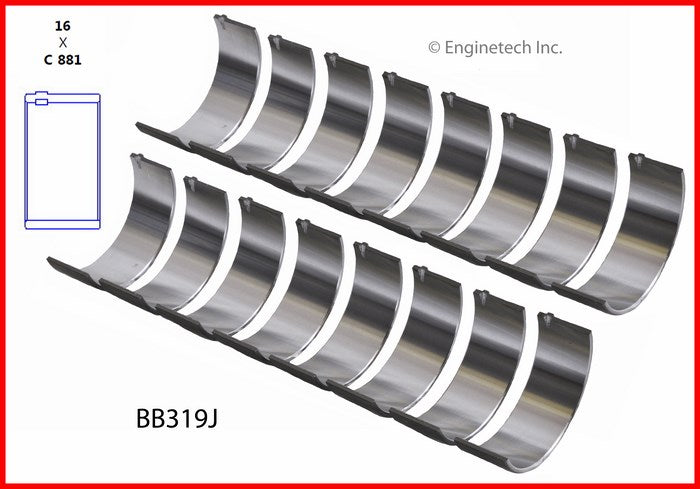 Enginetech BB319J.25 Engine Full Connecting Rod Bearing Set for Ford 2012-2013 Models