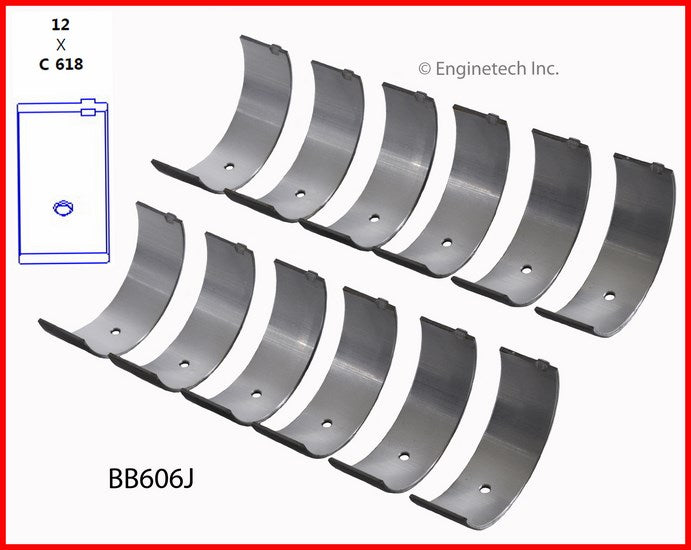 Enginetech BB606J010 Engine Full Connecting Rod Bearing Set for Ford Pickup and Van Models