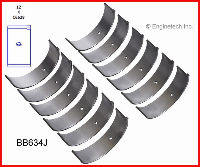 Enginetech BB634J010 Engine Full Connecting Rod Bearing Set for Chrysler, Dodge, Hyundai Vehicles