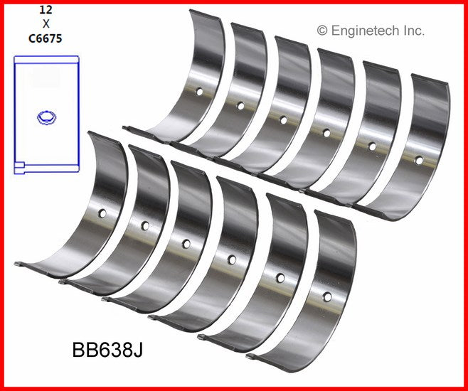 Enginetech BB638J010 Engine Full Connecting Rod Bearing Set for Chrysler Vehicles