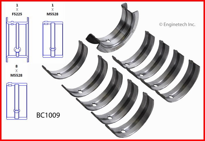 Enginetech BC1009.25 Engine Full Crankshaft Main Bearing Set for Mazda 626 and B-Series Models