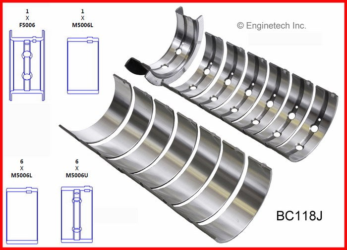 Enginetech BC118J.25 Engine Full Crankshaft Main Bearing Set for Ram 2500 and 3500 (2012-2016)