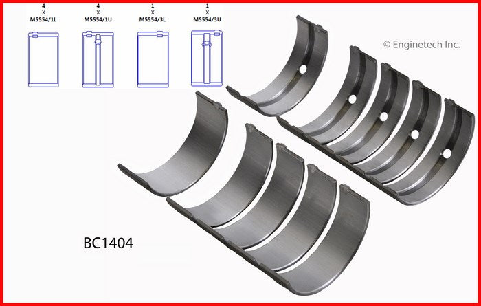 Enginetech BC1404.25 Engine Full Crankshaft Main Bearing Set for Toyota Camry