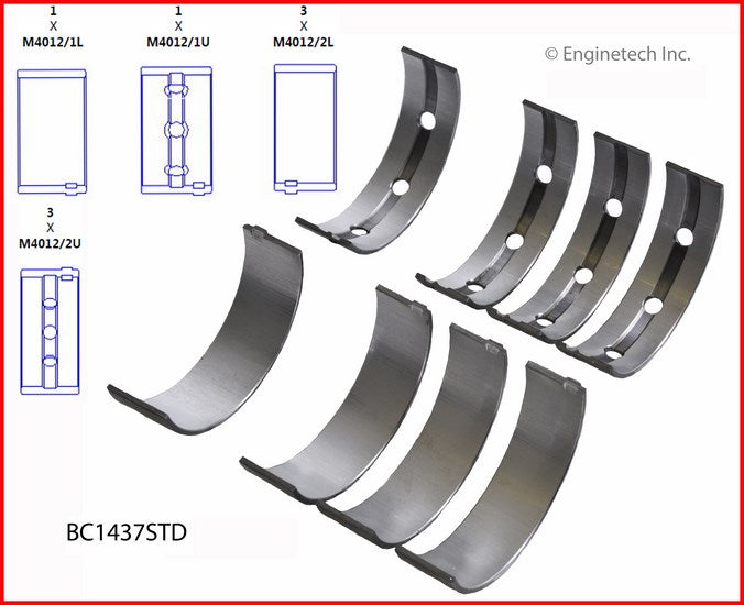 Enginetech BC1437STD Engine Full Crankshaft Main Bearing Set for Toyota and Lexus Vehicles