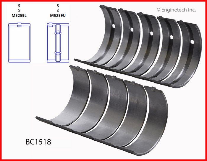 Enginetech BC1518STD Engine Full Crankshaft Main Bearing Set for Honda and Acura 2012-2014