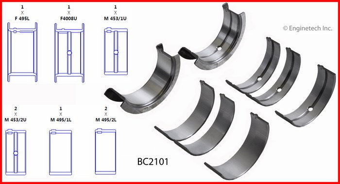 Enginetech BC2101STD Engine Full Crankshaft Main Bearing Set for Nissan and Mercury Vehicles
