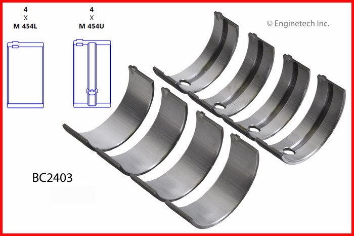 Enginetech BC2403.25 Engine Full Crankshaft Main Bearing Set for Chevrolet Metro and Geo Metro