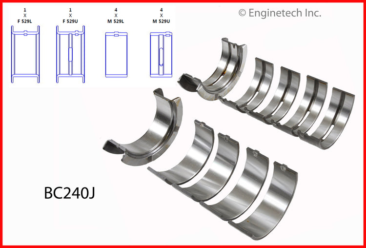 Enginetech BC240J010 Engine Full Crankshaft Main Bearing Set for Improved Engine Performance