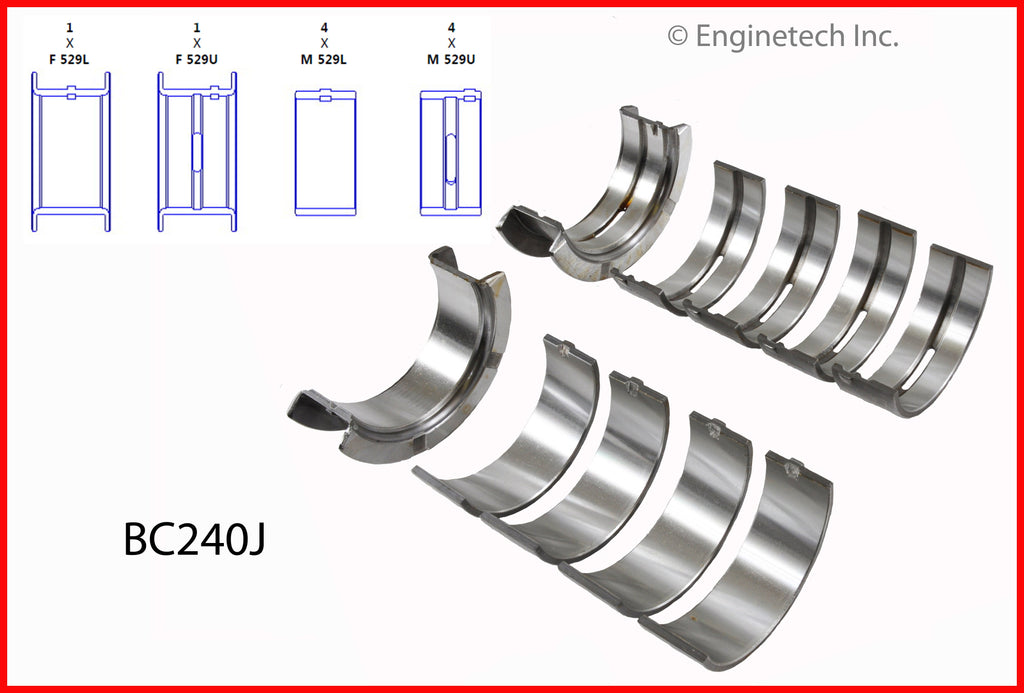 Enginetech BC240HP030 High Performance Engine Full Crankshaft Main Bearing Set