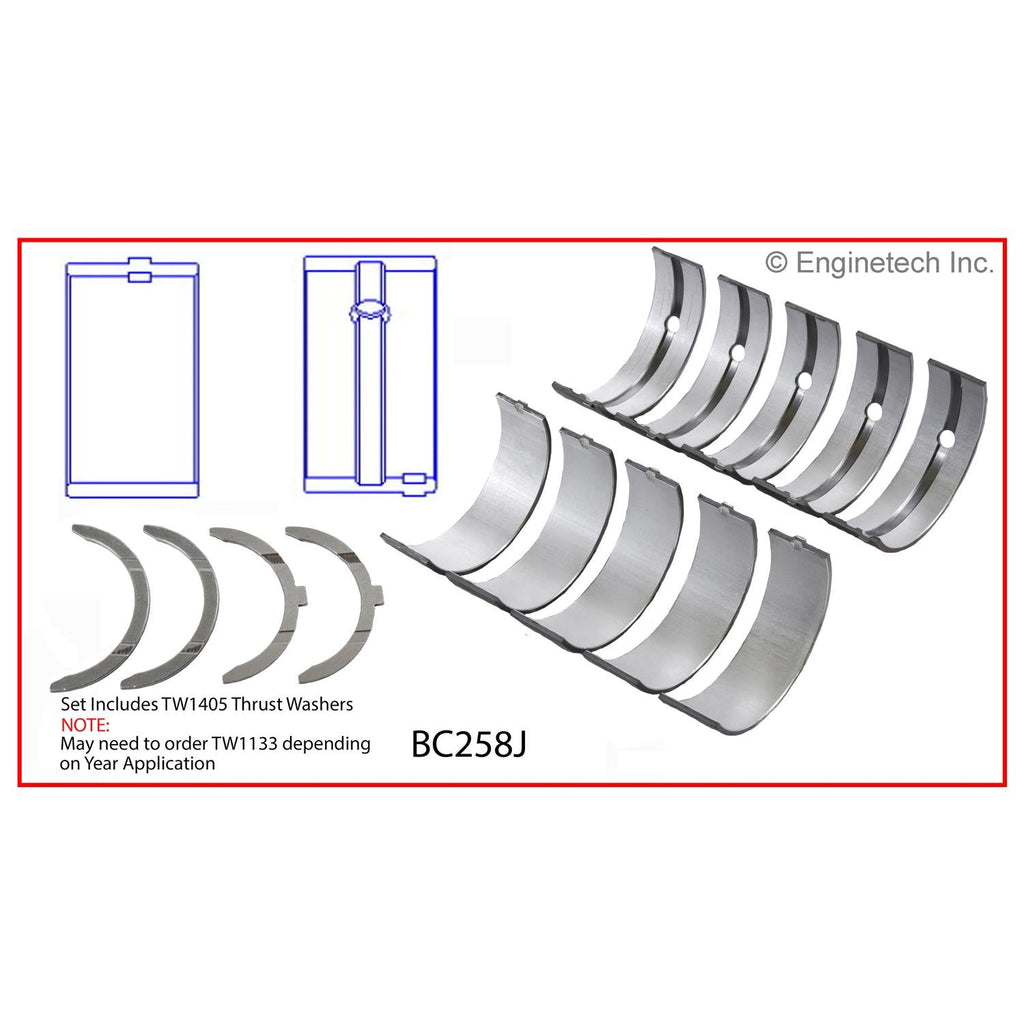 Enginetech BC258J.25 Engine Full Crankshaft Main Bearing Set for Toyota 4Runner (1984-1993)