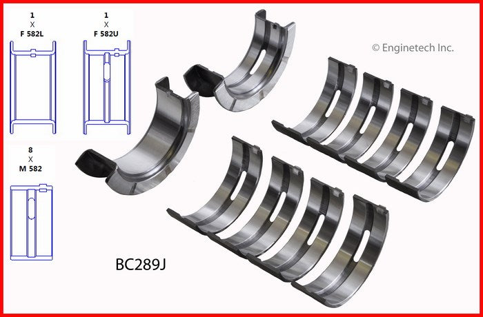 Enginetech BC289JSTD Engine Full Crankshaft Main Bearing Set for 1974-1987 Ford and Mercury Models
