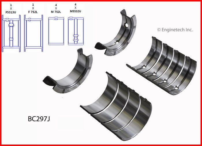 Enginetech BC297J020 Engine Full Crankshaft Main Bearing Set for GMC and Jeep Vehicles