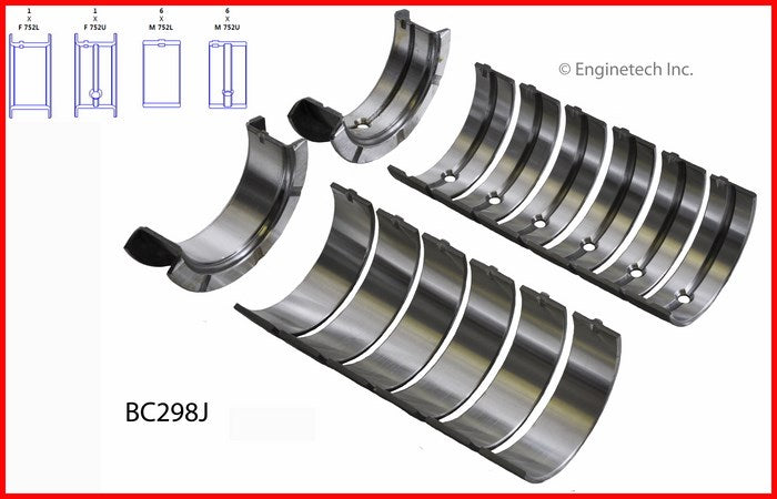 Enginetech BC298J020 Engine Full Crankshaft Main Bearing Set for Reliable Performance