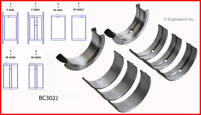 Enginetech BC302JSTD Engine Full Crankshaft Main Bearing Set for Buick and Oldsmobile