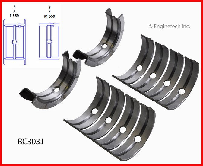 Enginetech BC303JSTD Engine Full Crankshaft Main Bearing Set for Optimal Engine Performance