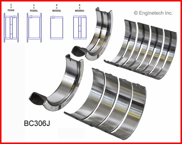 Enginetech BC306J020 Engine Main Bearing Set for Ford Vehicles