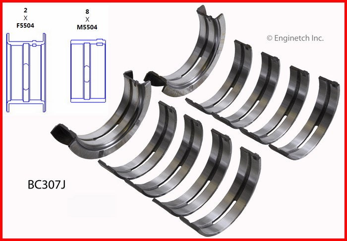 Enginetech BC307J030 Engine Full Crankshaft Main Bearing Set for Ford Custom and Country Sedan (1969-1974)