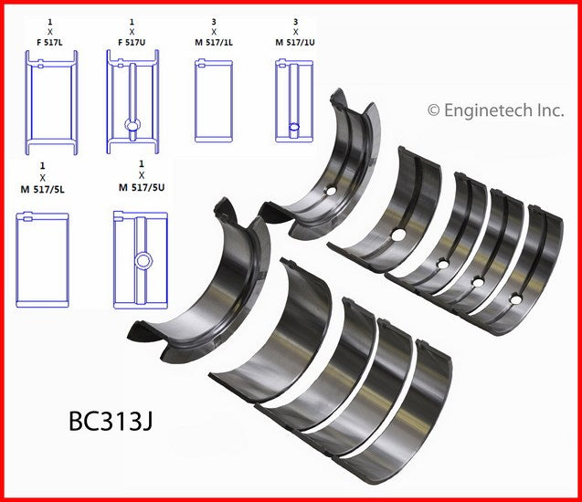 Enginetech BC313J010 Engine Full Crankshaft Main Bearing Set