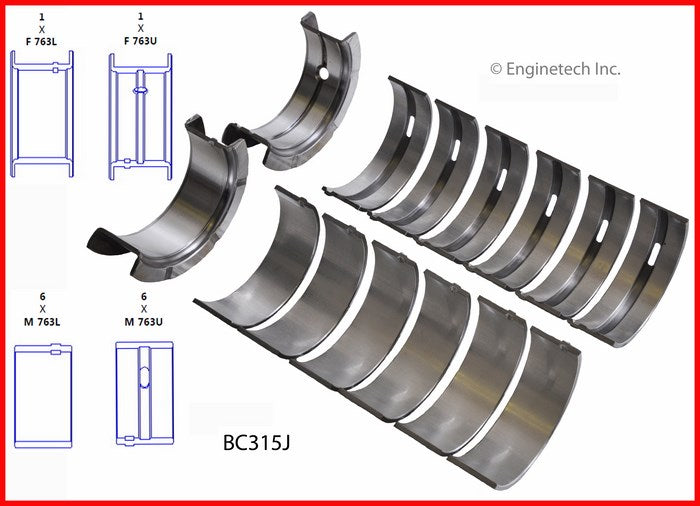 Enginetech BC315J020 Engine Full Crankshaft Main Bearing Set for Classic American Motors and Jeep Models