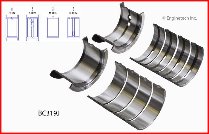 Enginetech BC319J010 Engine Full Crankshaft Main Bearing Set for Classic Chevrolet and Pontiac Vehicles