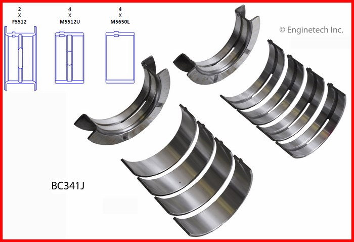 Enginetech BC341J010 Engine Full Crankshaft Main Bearing Set for Domestic and Import Engines