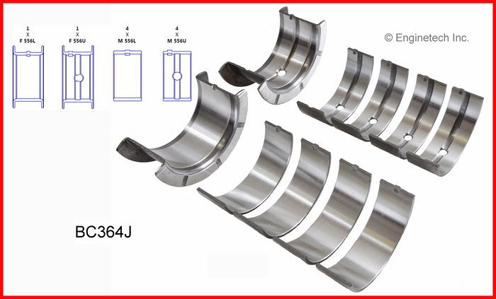 Enginetech BC364JSTD Engine Full Crankshaft Main Bearing Set for Reliable Performance