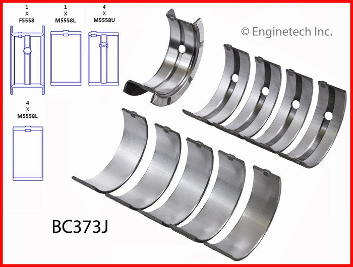 Enginetech BC373JSTD Engine Full Crankshaft Main Bearing Set for Ford Vehicles