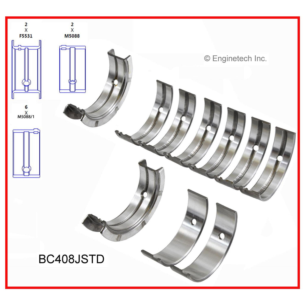 Enginetech BC408J.50 Engine Full Crankshaft Main Bearing Set for Isuzu Hombre & Chevrolet S10
