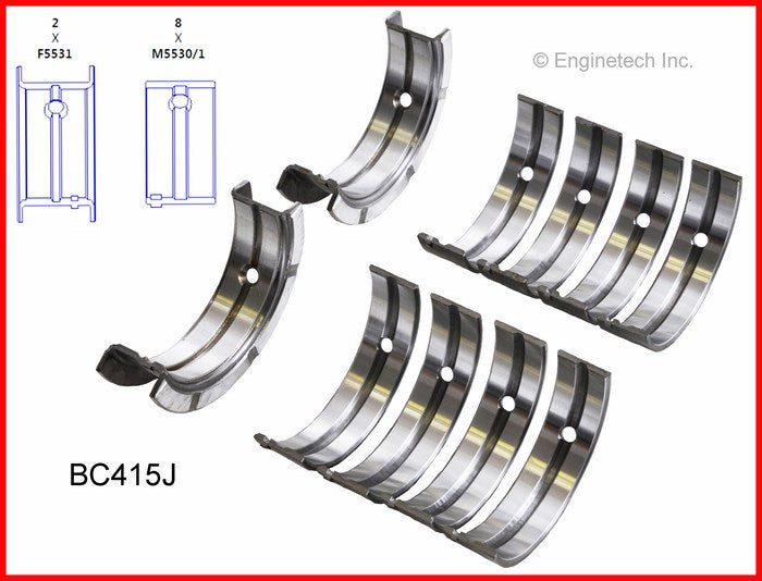 Enginetech BC415J.50 Engine Full Crankshaft Main Bearing Set for Select Isuzu, Buick, and Chevrolet Models