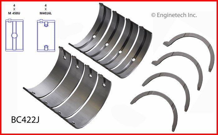 Enginetech BC422J020 Engine Full Crankshaft Main Bearing Set for Select Chrysler, Dodge, Hyundai Models