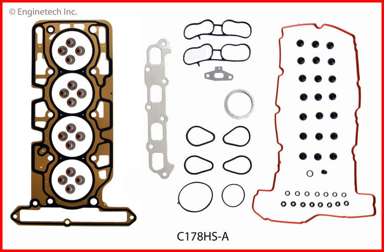 Enginetech C178HS-AWB Engine Cylinder Head Gasket Set for GMC and Chevrolet Vehicles with Head Bolts