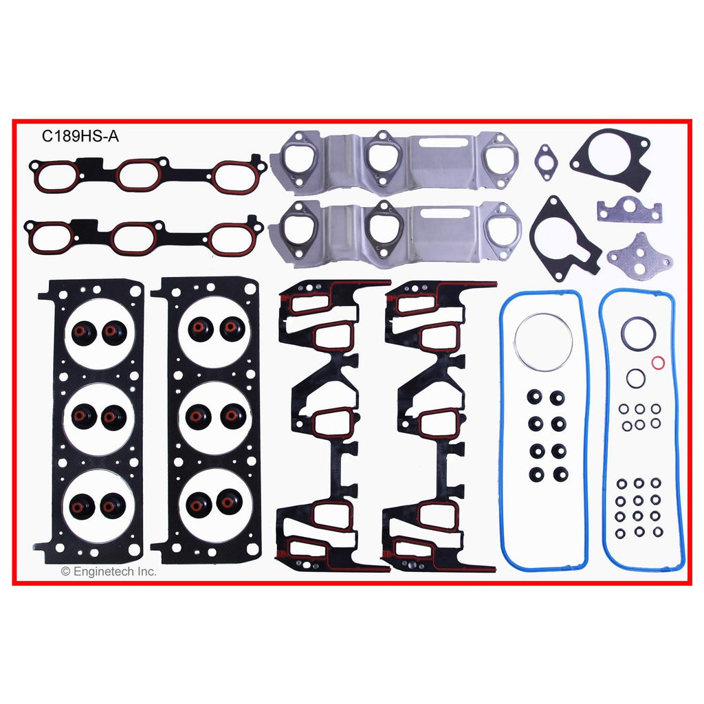 Enginetech C189HS-AAWB Engine Cylinder Head Gasket Set for GMC and Chevrolet Cars and Trucks with Head Bolts