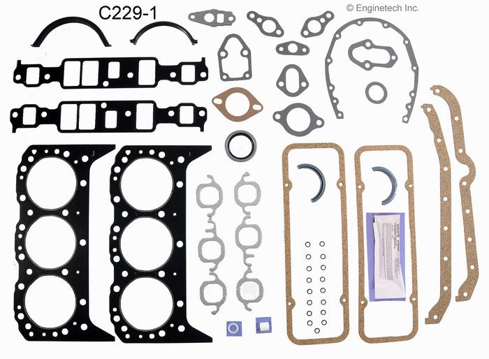 Enginetech C229-1 Engine Full Gasket Set for Chevrolet and GMC Cars and Trucks