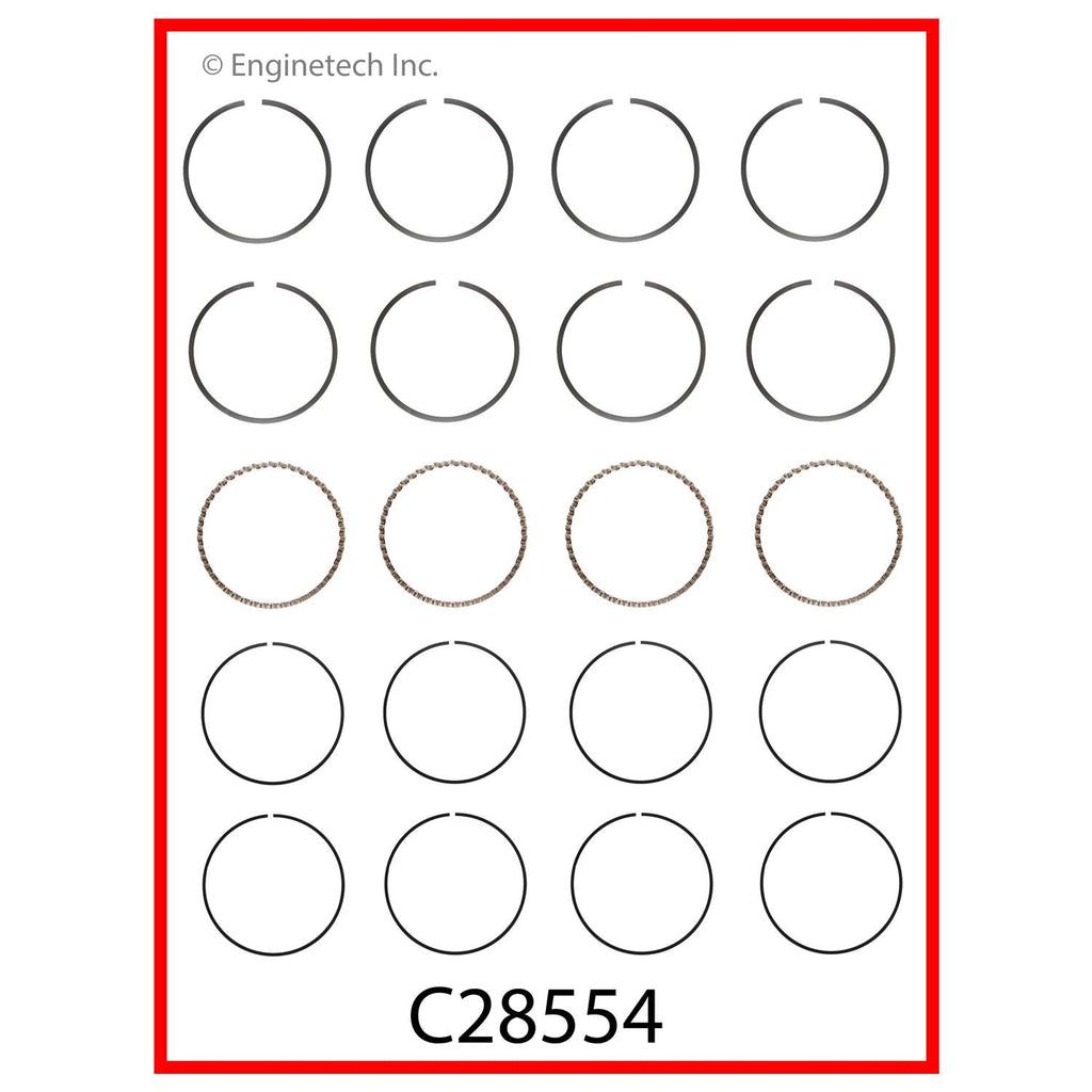 Enginetech C28554-STD Engine Premium Piston Ring Complete Set for Chevy Cruze, Sonic, Trax & Buick Encore