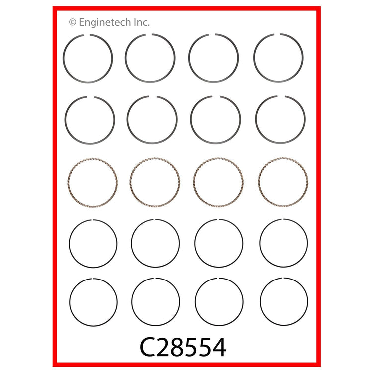 Enginetech C28554-STD Engine Premium Piston Ring Complete Set for Chevy Cruze, Sonic, Trax & Buick Encore