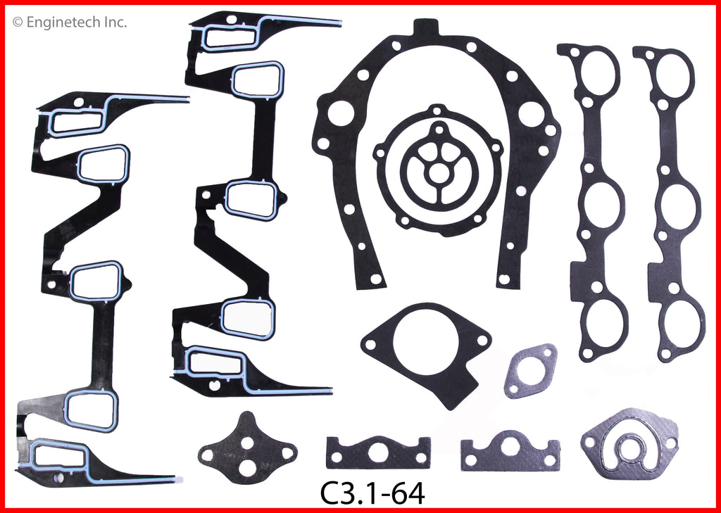 Enginetech C3.1-64 Engine Full Gasket Set for GMC and Chevrolet Cars and Trucks