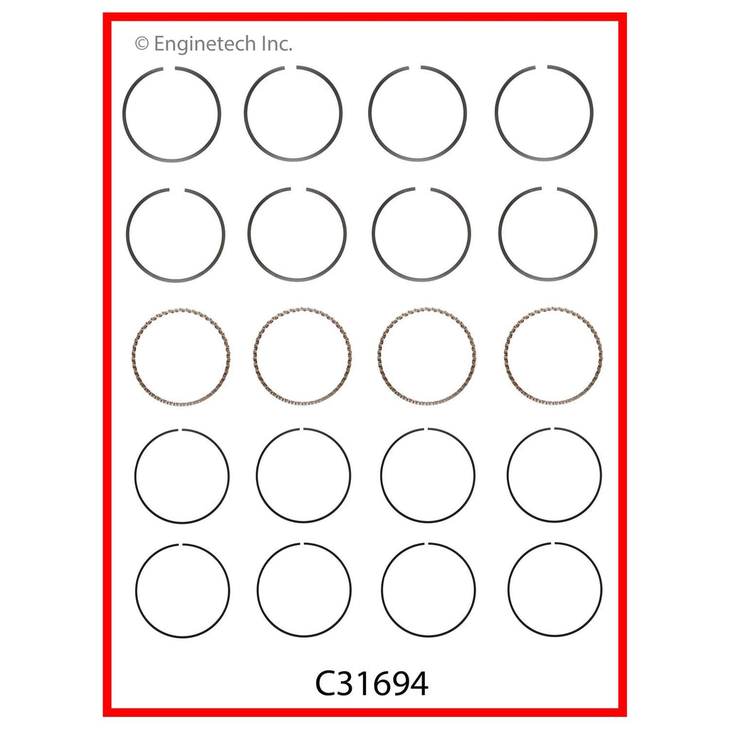 Enginetech C31694-STD Engine Premium Piston Ring Complete Set for Chevrolet Cruze & Sonic (2012-2016)