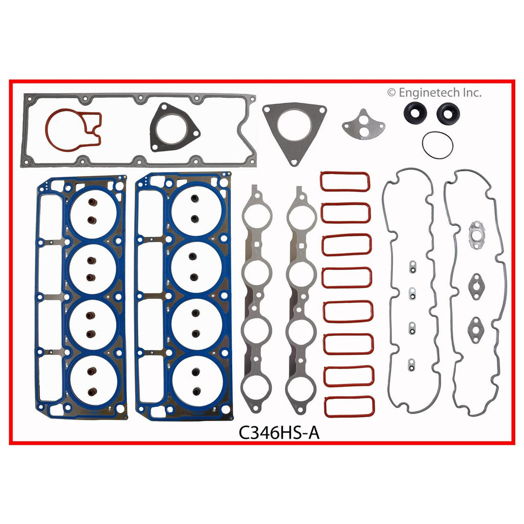 Enginetech C346HS-AWB Engine Cylinder Head Gasket Set for Chevrolet and GMC Vehicles with Head Bolts